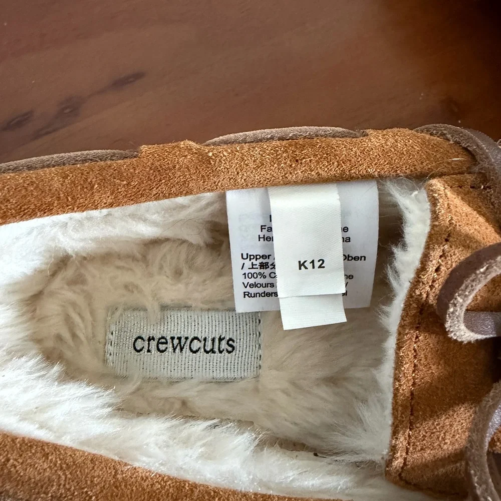 Crewcuts by J.Crew Youth Suede Faux-Shearling Moccasin Slippers Toddler Size 12